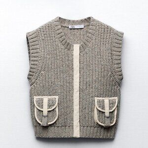 Zara Utility Sweater Vest NWOT Size Large